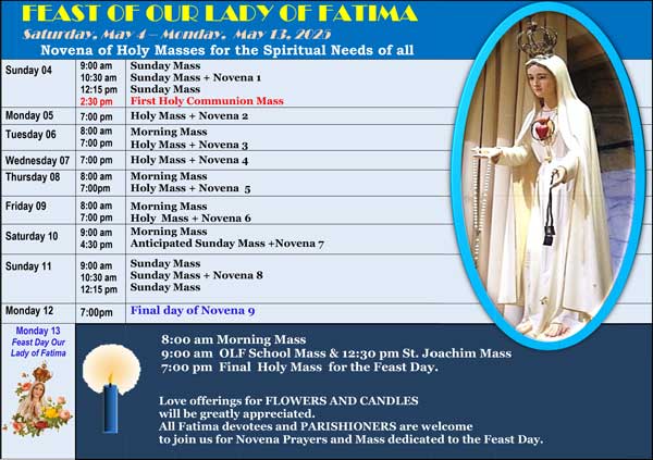 2025 Our Lady of Fatima Feast Day and Novena